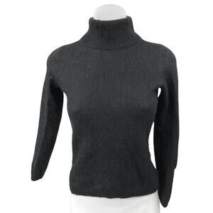 Ann Taylor Cashmere Black  Knit Turtleneck Long Sleeve Pullover Sweater Top Sz M